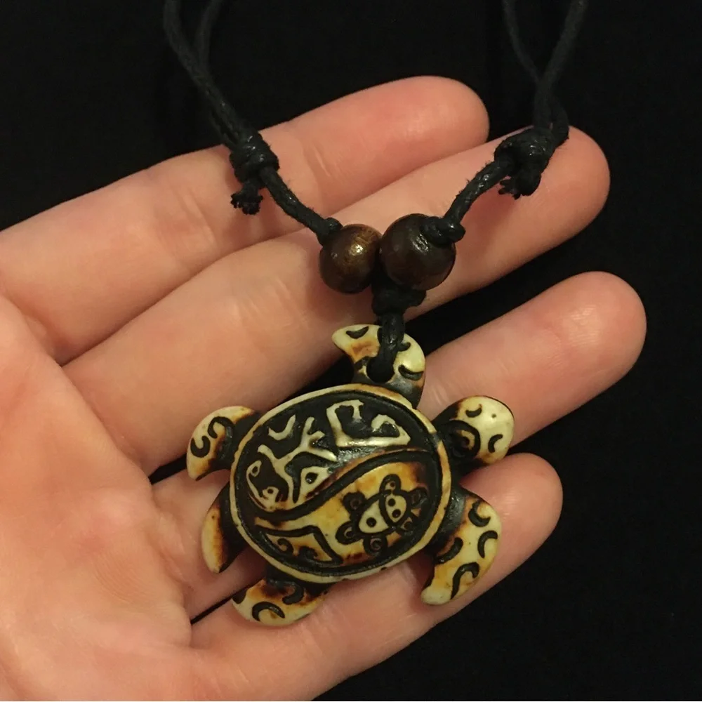 Turtle Yak Bone Carving Pendant Necklace - Picture 2 of 6
